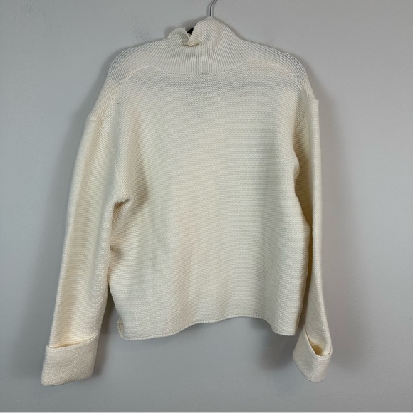 StyleWe | White Cream Button Front Oversized Rolled Cuff Cardigan Sweater Large - Picture 7 of 7